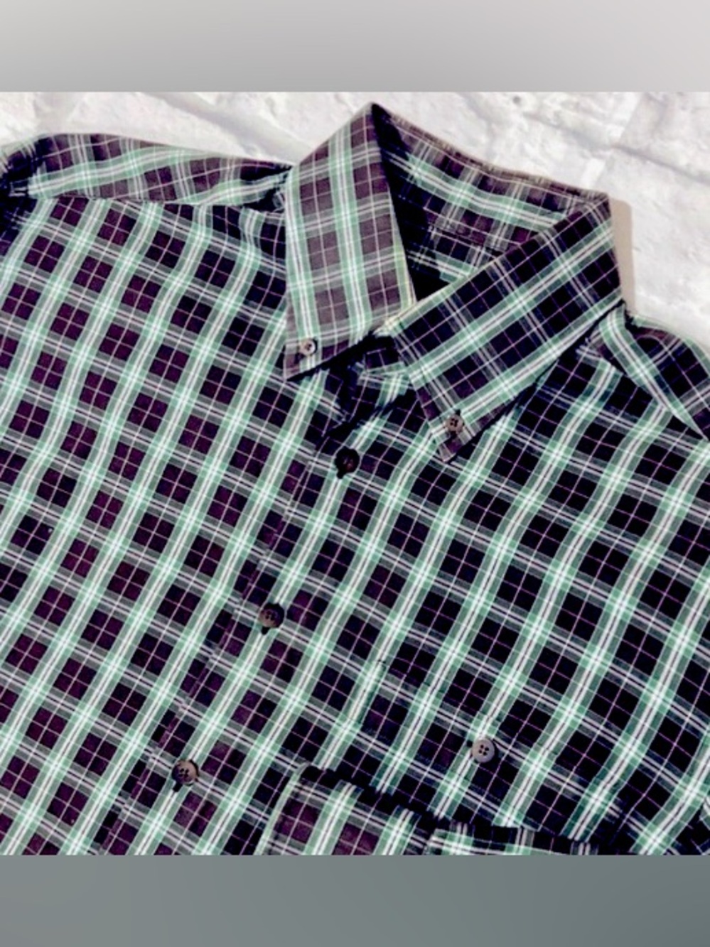 IKE BEHAR Plaid Shirt Mens Size Medium Plaid Button Down Green Brown